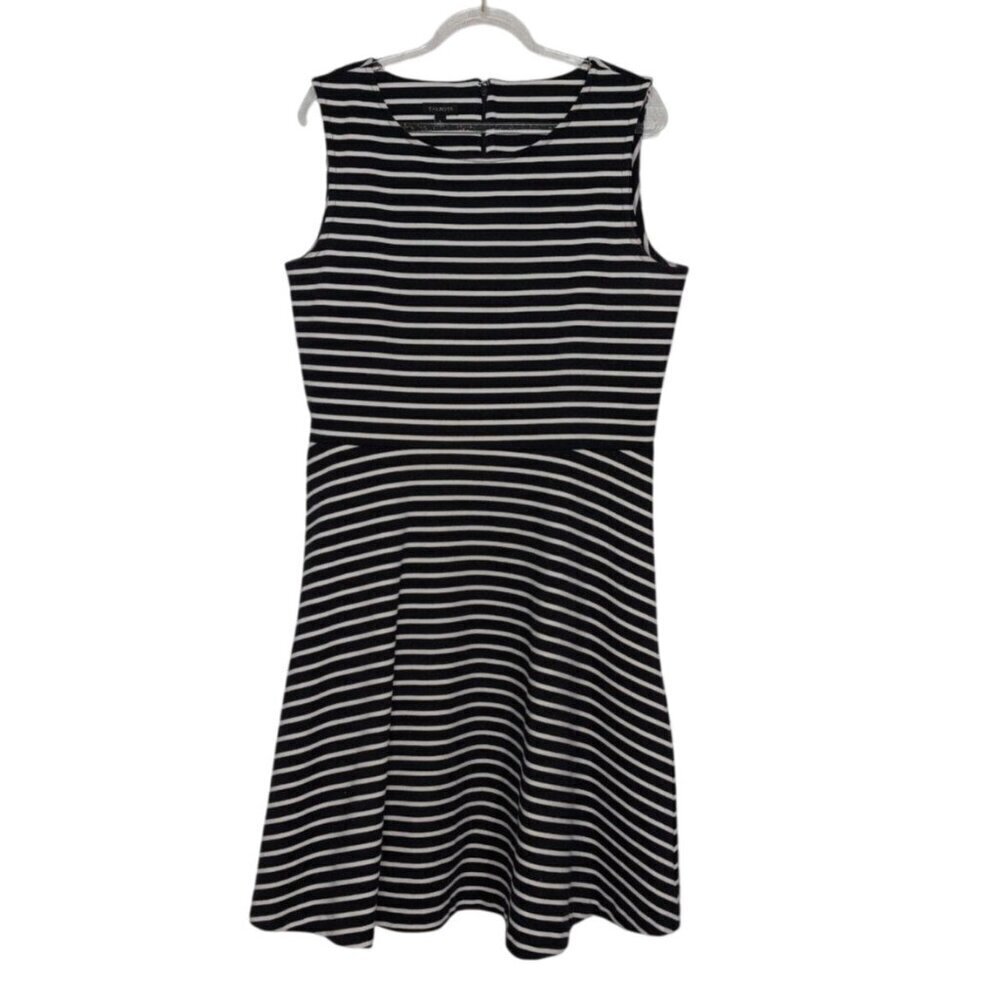 Talbots Stripe Dress Womens Size Large Navy Blue Nautical Stretch Sleeveless
